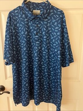 Ocean Coast Men's Navy Tropical-Print Polo